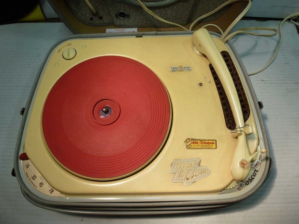 tourne disque portatif TEPPAZ  OSCAR - couleur gris bleu -, TV, Hi-fi & Vidéo, Enlèvement ou Envoi, Reconditionné, Tourne-disque