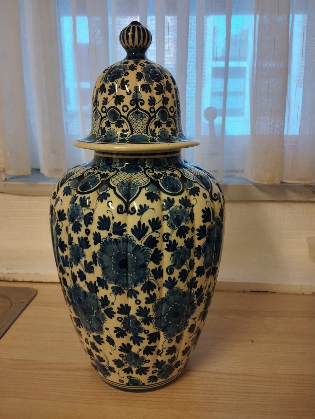 Grote Delfts Blauwe dekselvaas – 49 cm – Made in Holland, Enlèvement