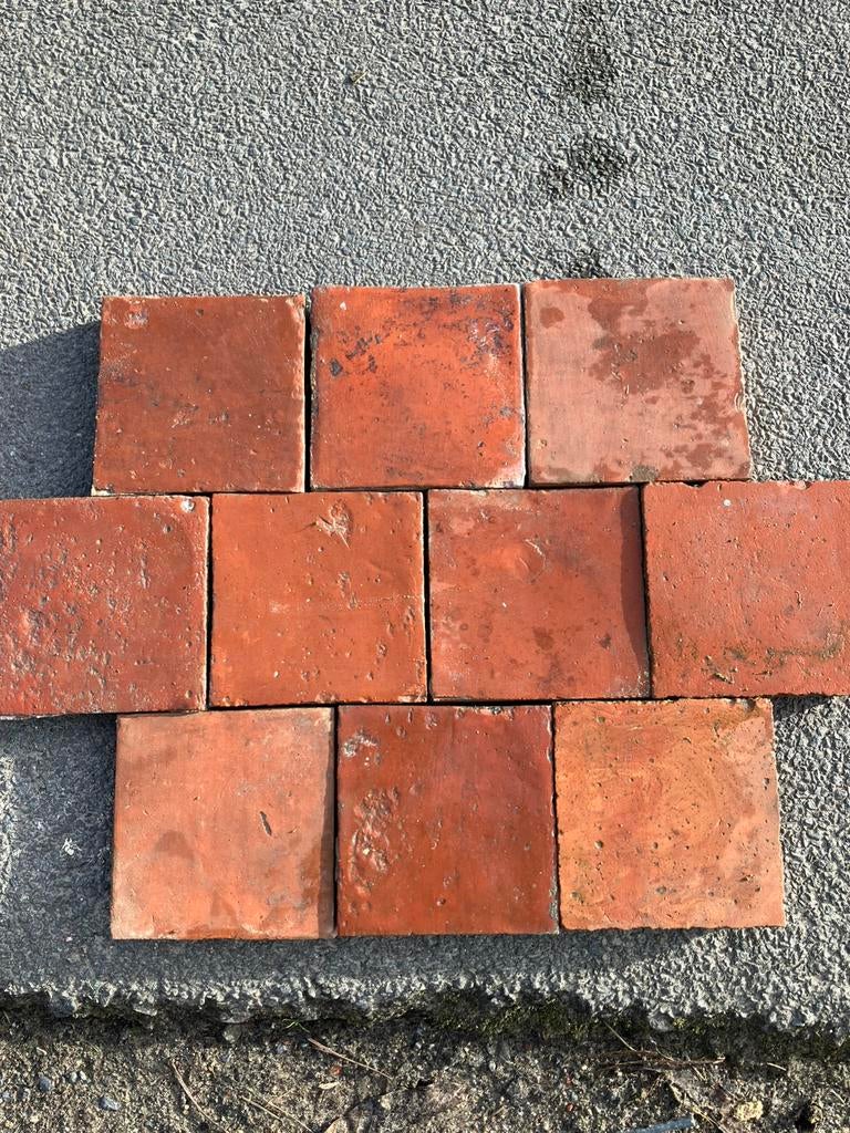 Lot antieke terracotta tegels Voor info BELLEN 0474220705, Enlèvement
