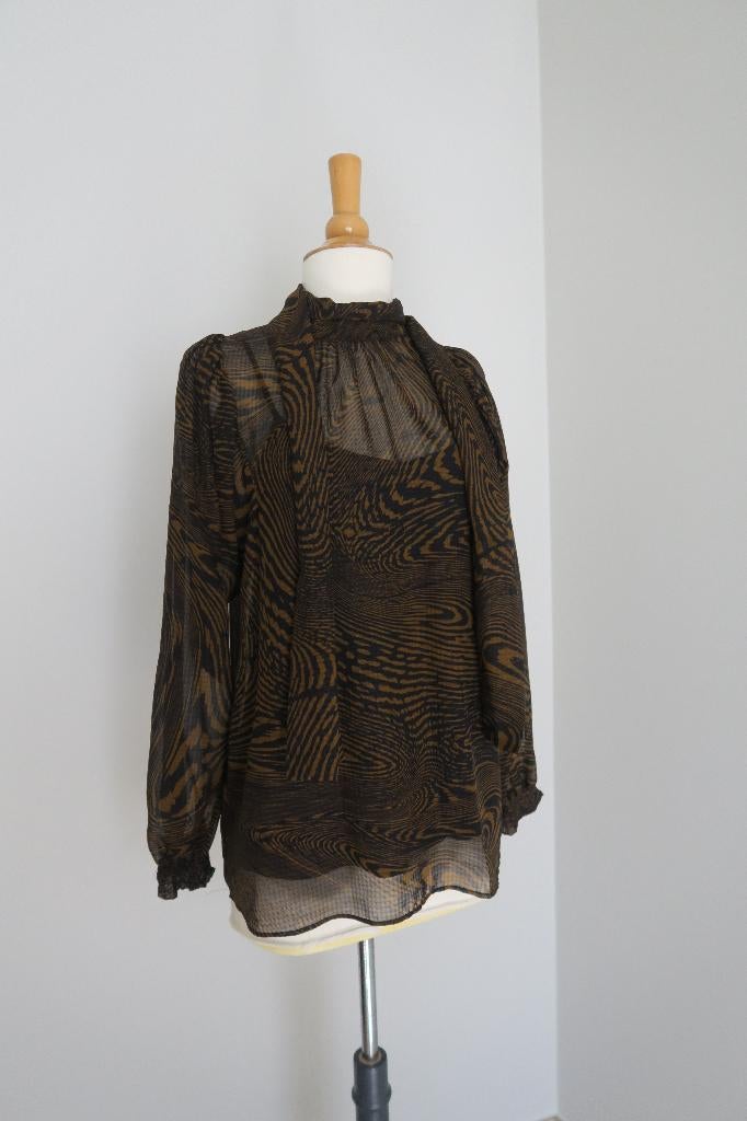 Blouse in zebraprint - Xandres - M 34, Zwart, Ophalen of Verzenden, Zo goed als nieuw, Lange mouw