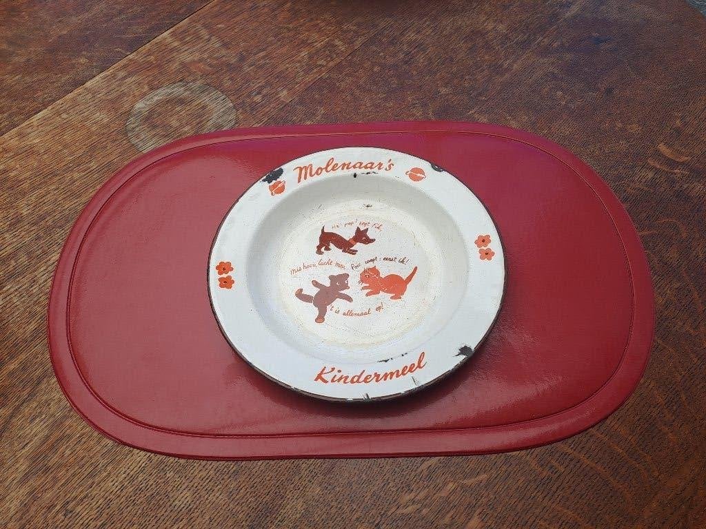 vintage ijzeren eetbordje voor kinderen, Verzamelen, Ophalen