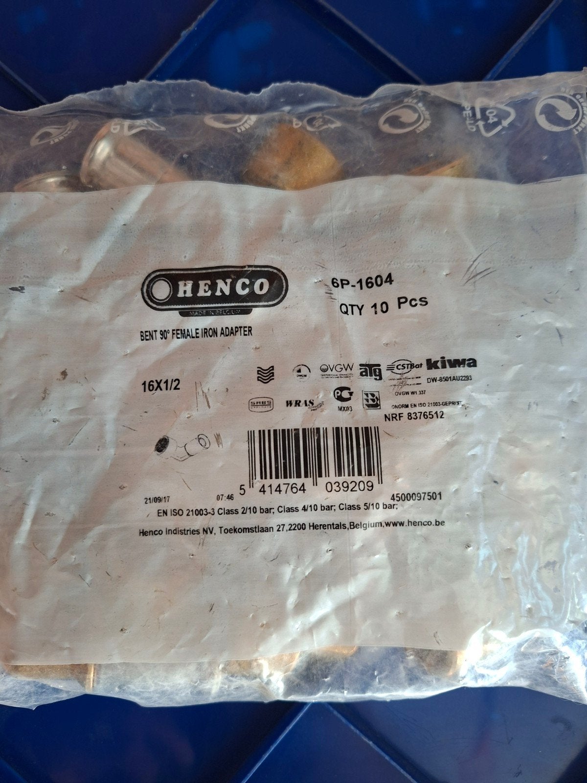 henco knie 16mm x 1/2" ., Ophalen of Verzenden, Nieuw, Koper