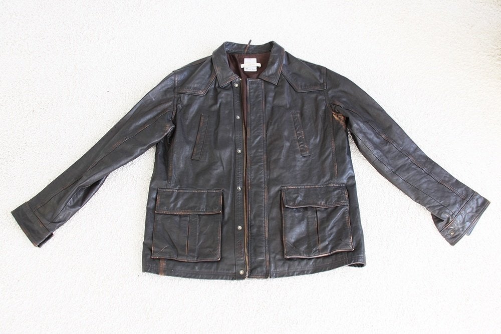 Belle veste vintage en cuir Fat Face (XL) €50, -, Taille 56/58 (XL), Fat Face, Brun, Porté