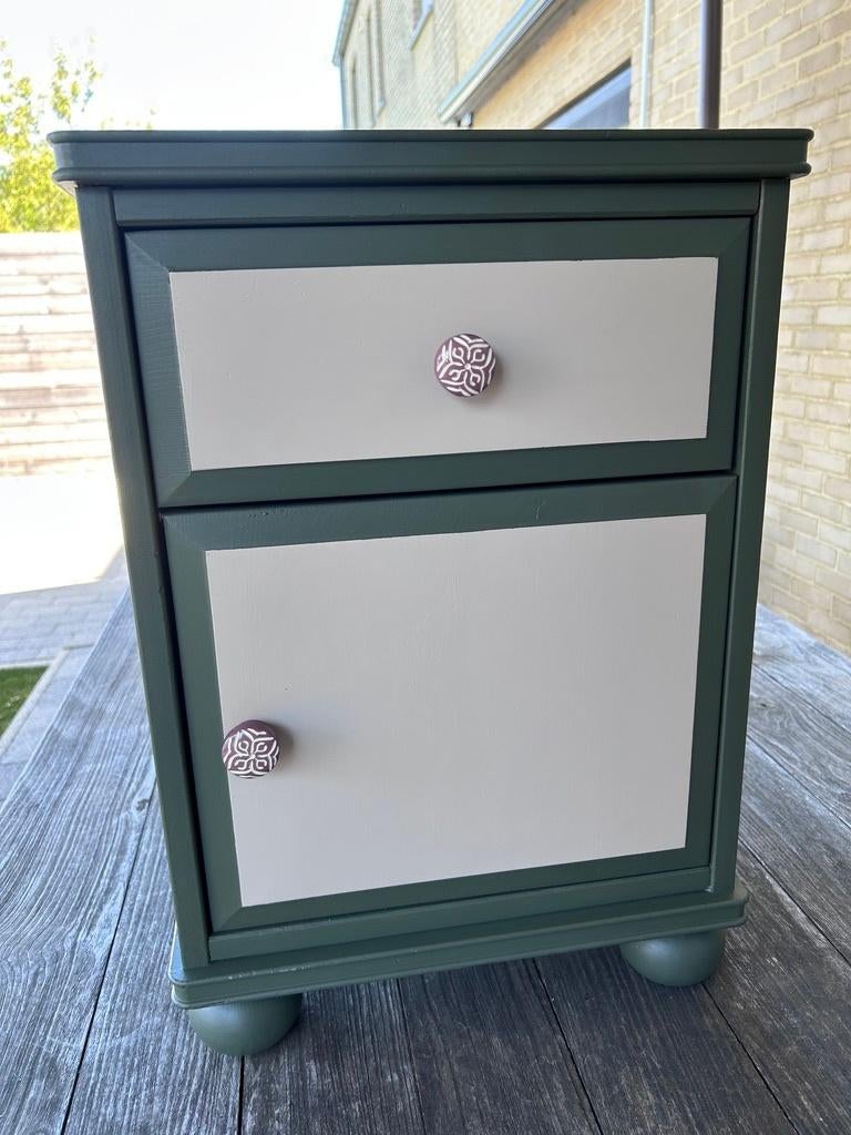Uniek geupcycled nachtkastje/bijzetkastje – topstaat, Ophalen, Minder dan 45 cm, 55 tot 70 cm, Zo goed als nieuw