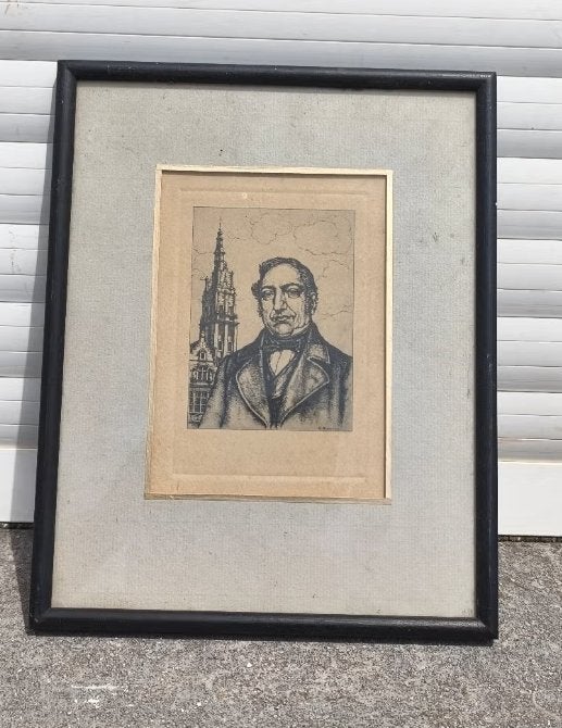 Gravure signe charles bisschops, Antiquités & Art, Enlèvement ou Envoi, Gravure