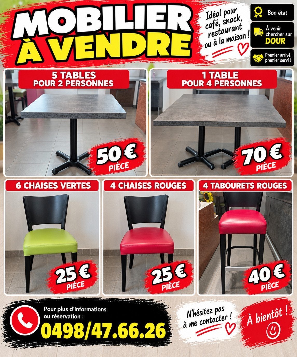 table et chaises, Enlèvement, Comme neuf