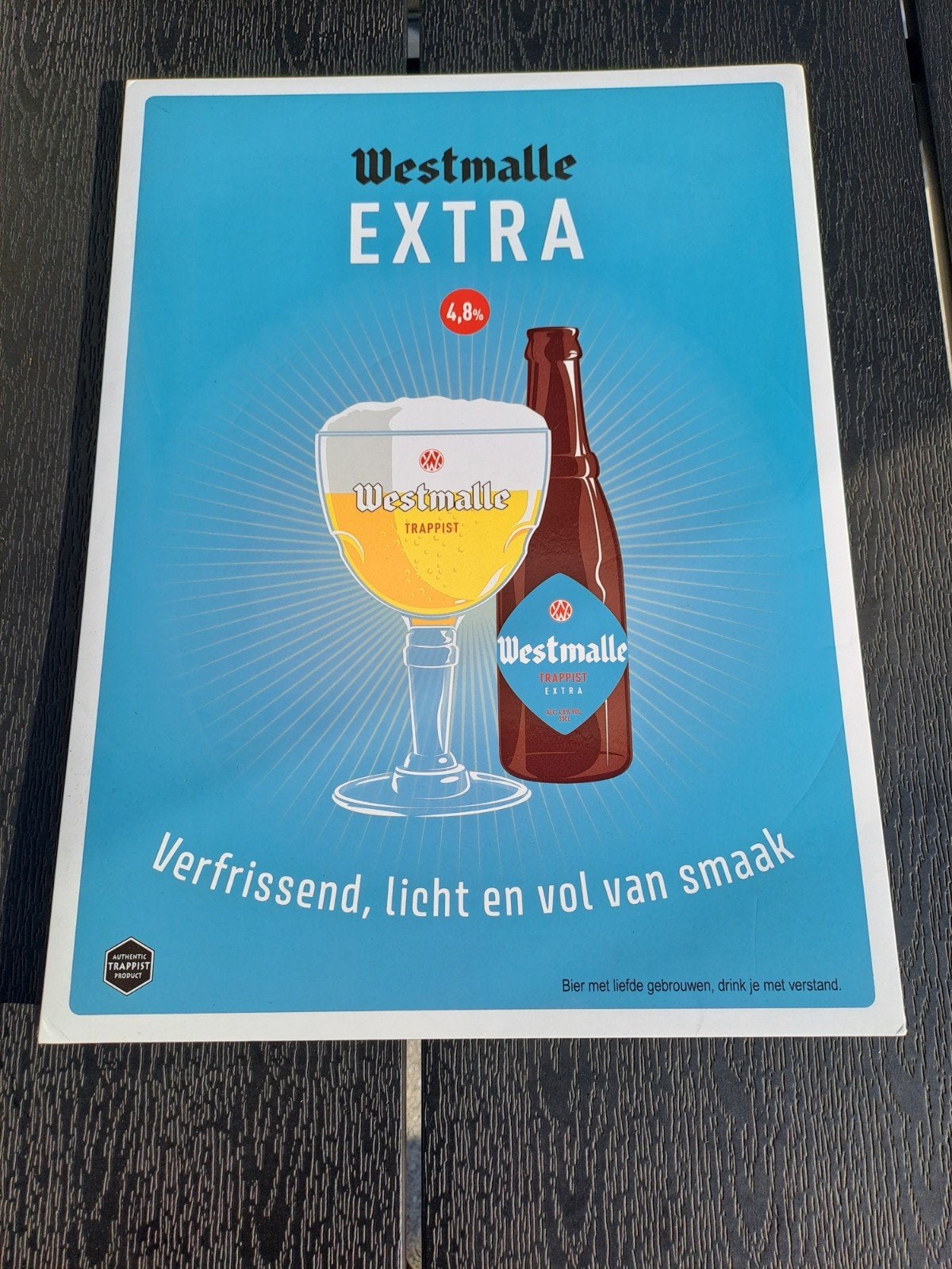 Reclame bord Trappist Westmalle Extra  in karton, Ophalen of Verzenden
