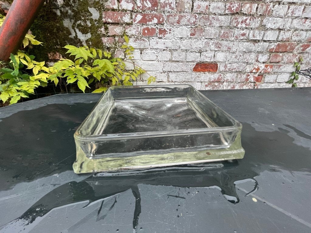 Vierkant glazen schaal - drijfkaarsen, Antiek en Kunst, Ophalen of Verzenden