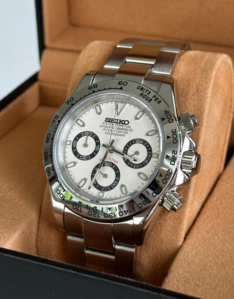 Seiko Daytona grijs - chronograaf - nooit gedragen, Ophalen, Staal, Zo goed als nieuw, Seiko