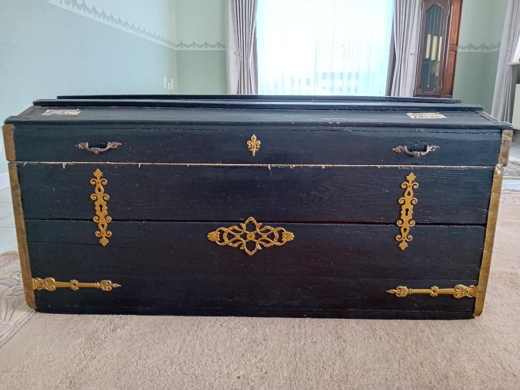 zwarte koffer oud, Ophalen, Overige materialen, Gebruikt, 45 tot 55 cm