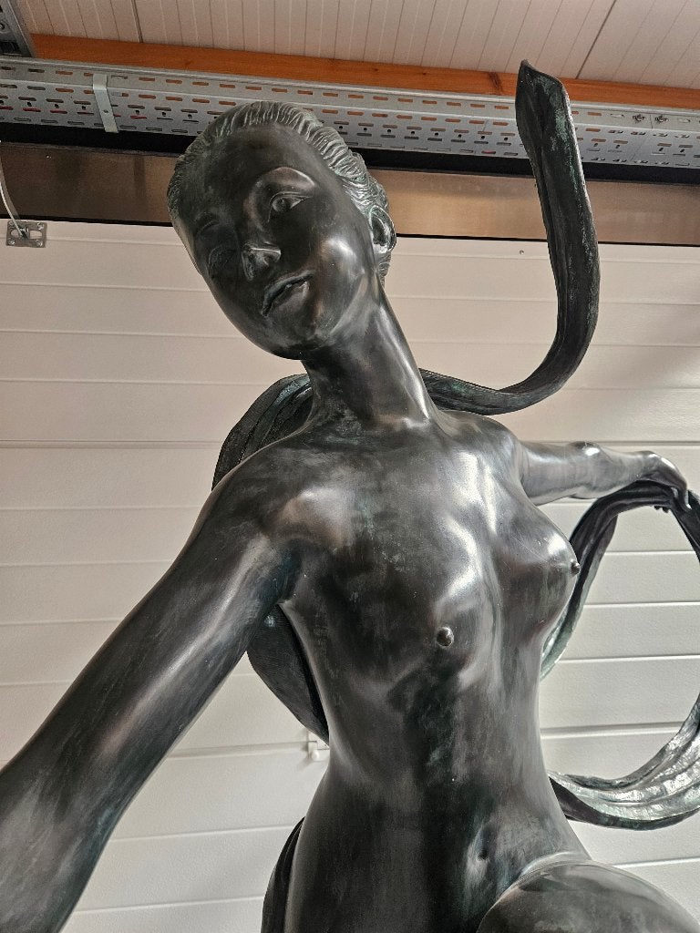 BRONZEN SENSUEEL DANSENDE NAAKTE DAME, 2,35 M H TOPBRONS!!!, Ophalen of Verzenden, Nieuw, Overige materialen, Mensenbeeld