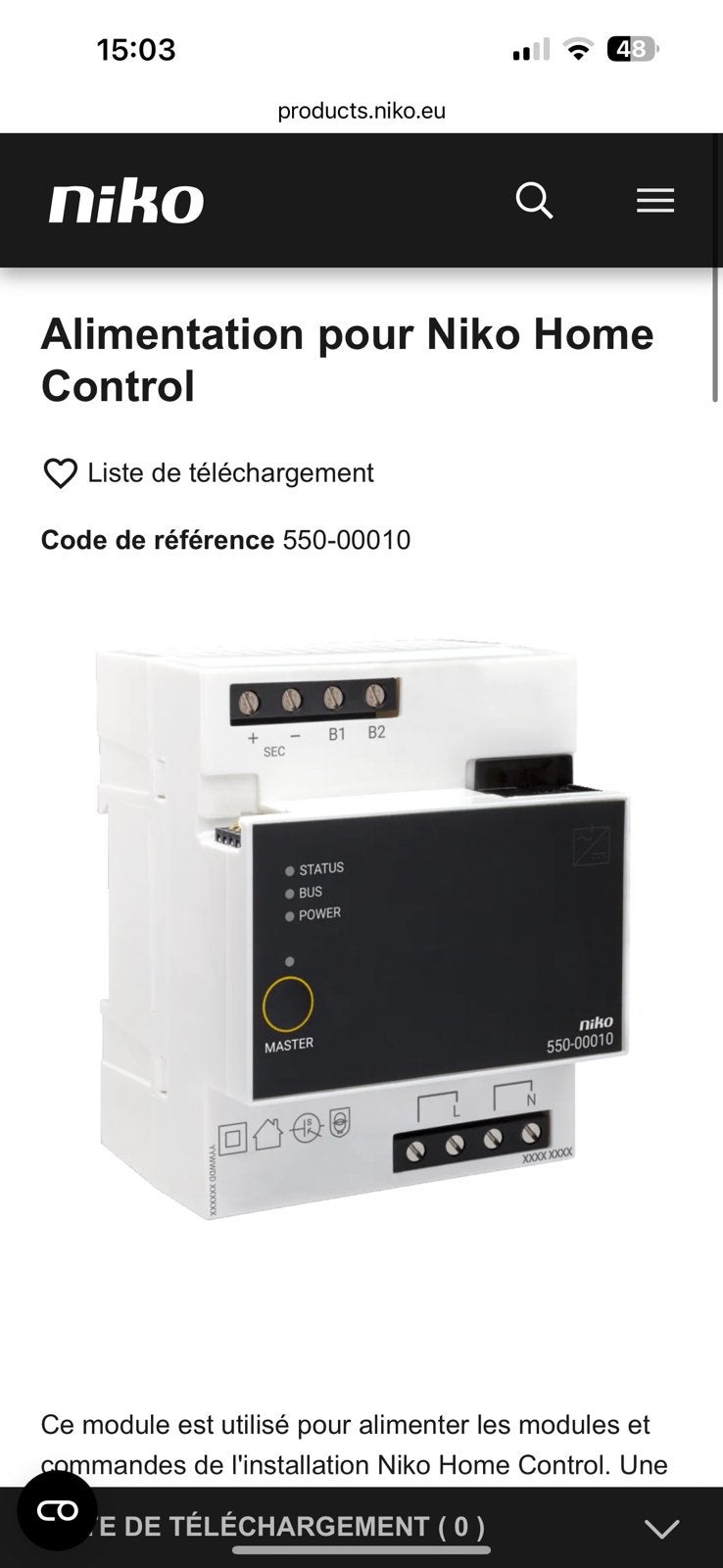 Module alimentation Niko home 1, Bricolage & Construction, Enlèvement, Comme neuf, Tableau électrique
