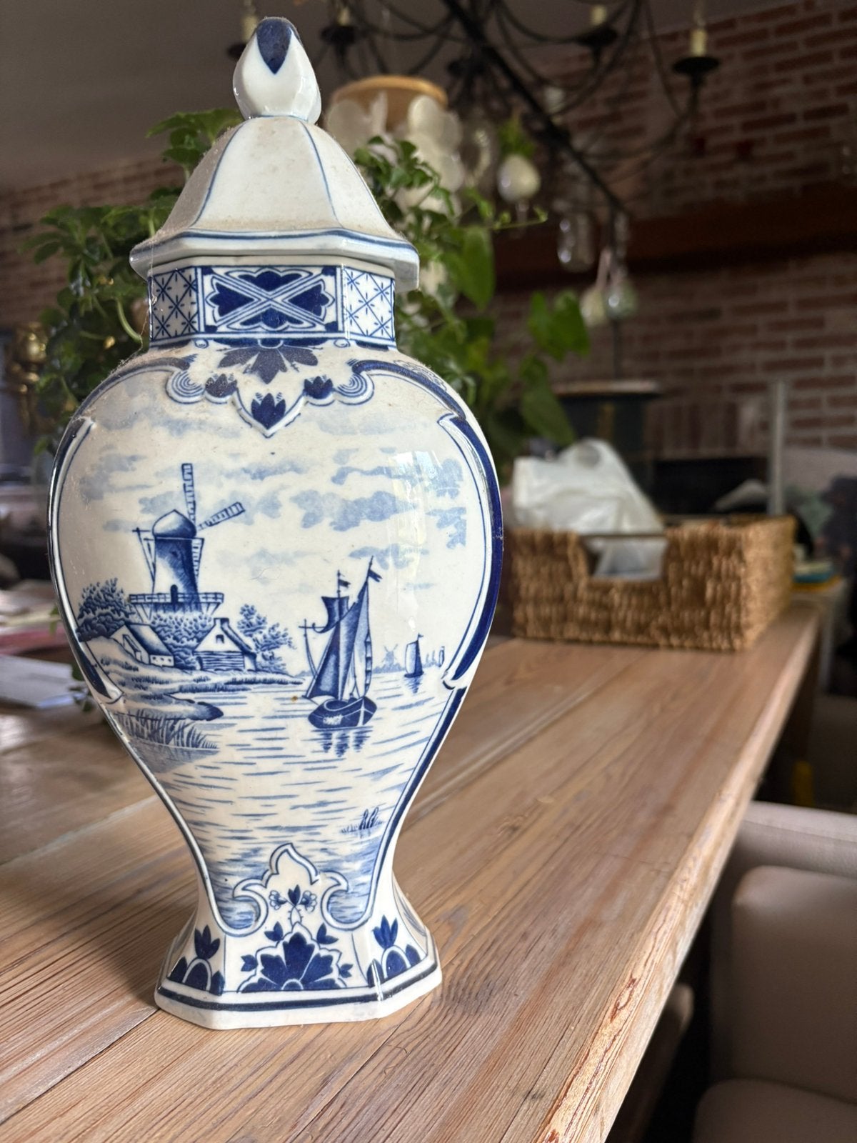 Antieke vaas delfs blauw, Ophalen