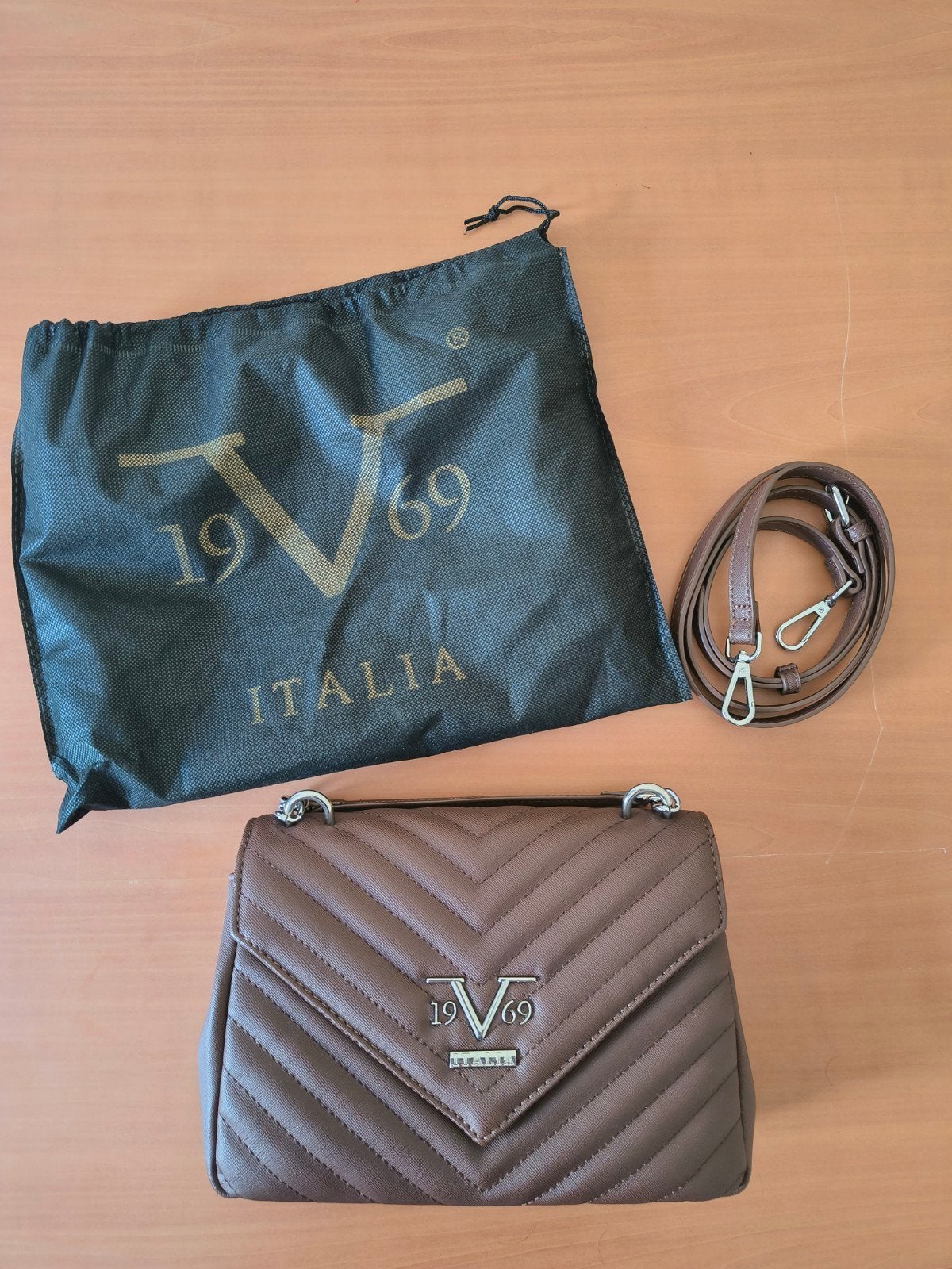 Versace Italia 1969 Marina schoudertas bruin, Handtassen en Accessoires, Ophalen, Bruin