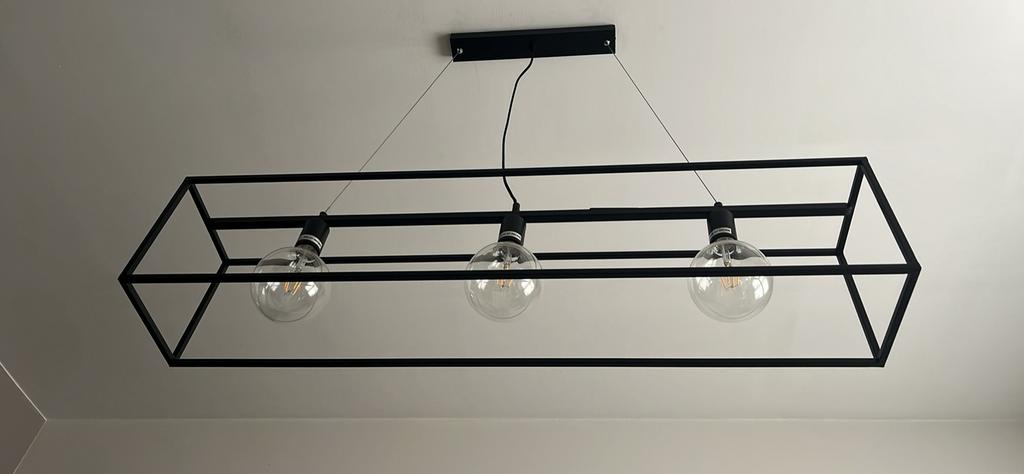 Luster zwart/metalen frame (incl. Lampjes), Ophalen, Zo goed als nieuw
