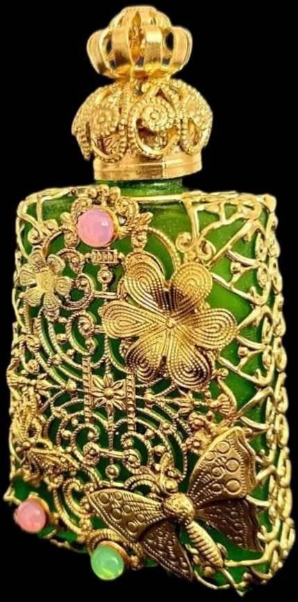 Art Deco Parfum Flesje Verguld Flacon Filigrain, Antiek en Kunst, Verzenden