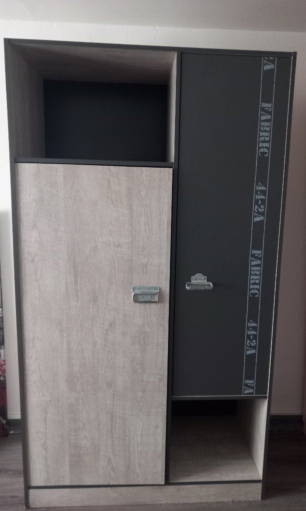 Garde-robe en bois noir et gris, 25 à 50 cm, Chêne, Noir et gris, 100 à 150 cm