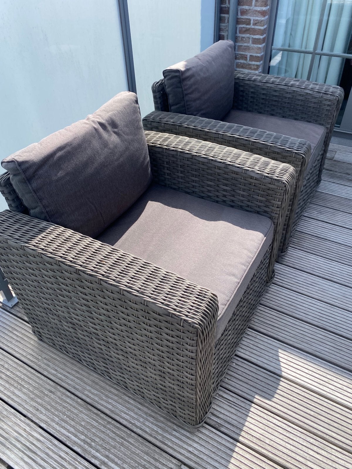 Loungeset (3-Zitsbank + 2 Loungestoelen) – Incl. Kussens, Ophalen, 5 zitplaatsen, Gebruikt, Loungeset
