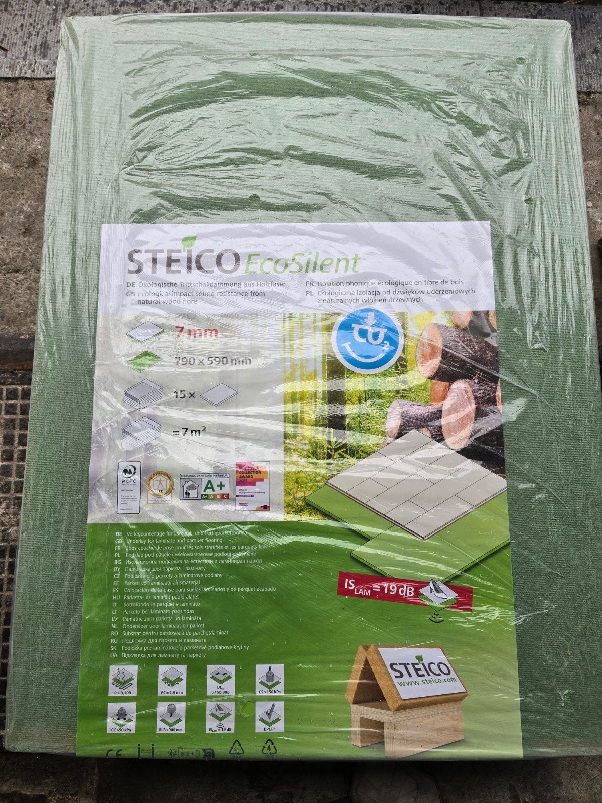 Sous-couche fibre de bois 7mm Steico EcoSilent 12.5m2, Enlèvement, Bois, Dalles