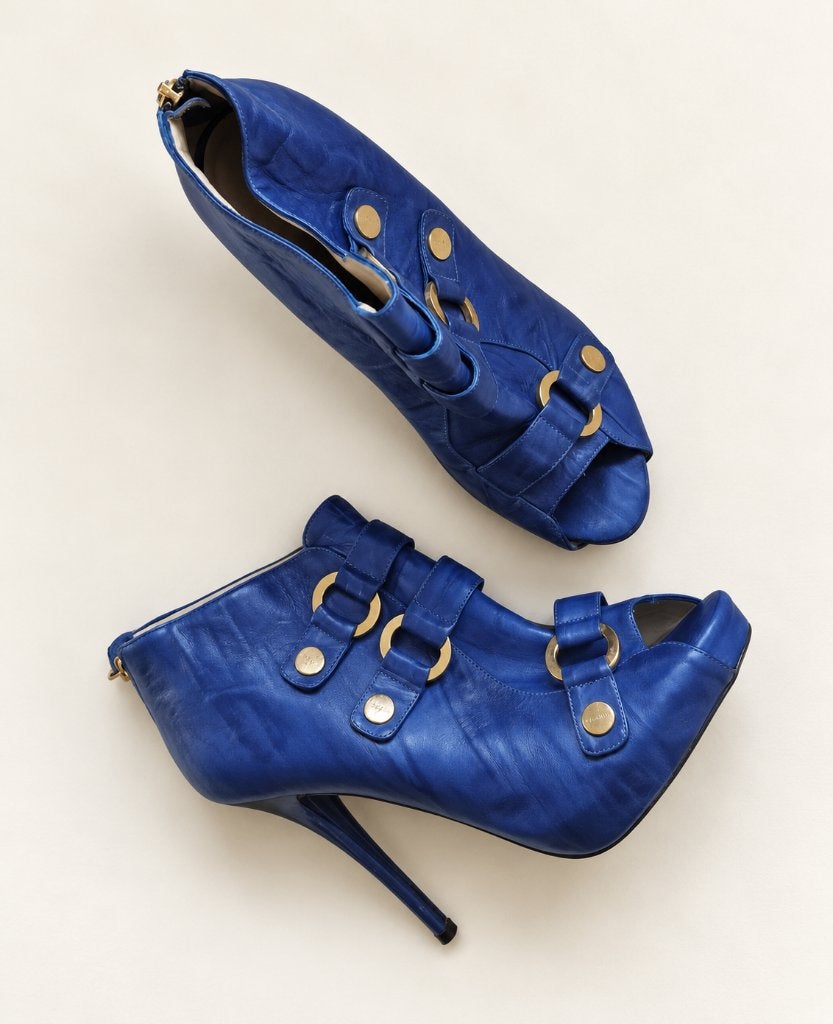 Bottines en cuir bleu cobalt ESCADA taille 37, Enlèvement ou Envoi, Chaussures à haut talons, Escada, Porté
