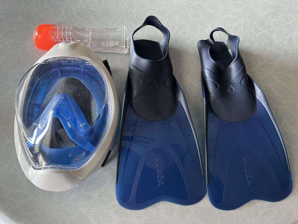 Decathlon Subea Easybreath 500 snorkelset+zwemvliezen 36/37, Ophalen, Zo goed als nieuw, Snorkelset
