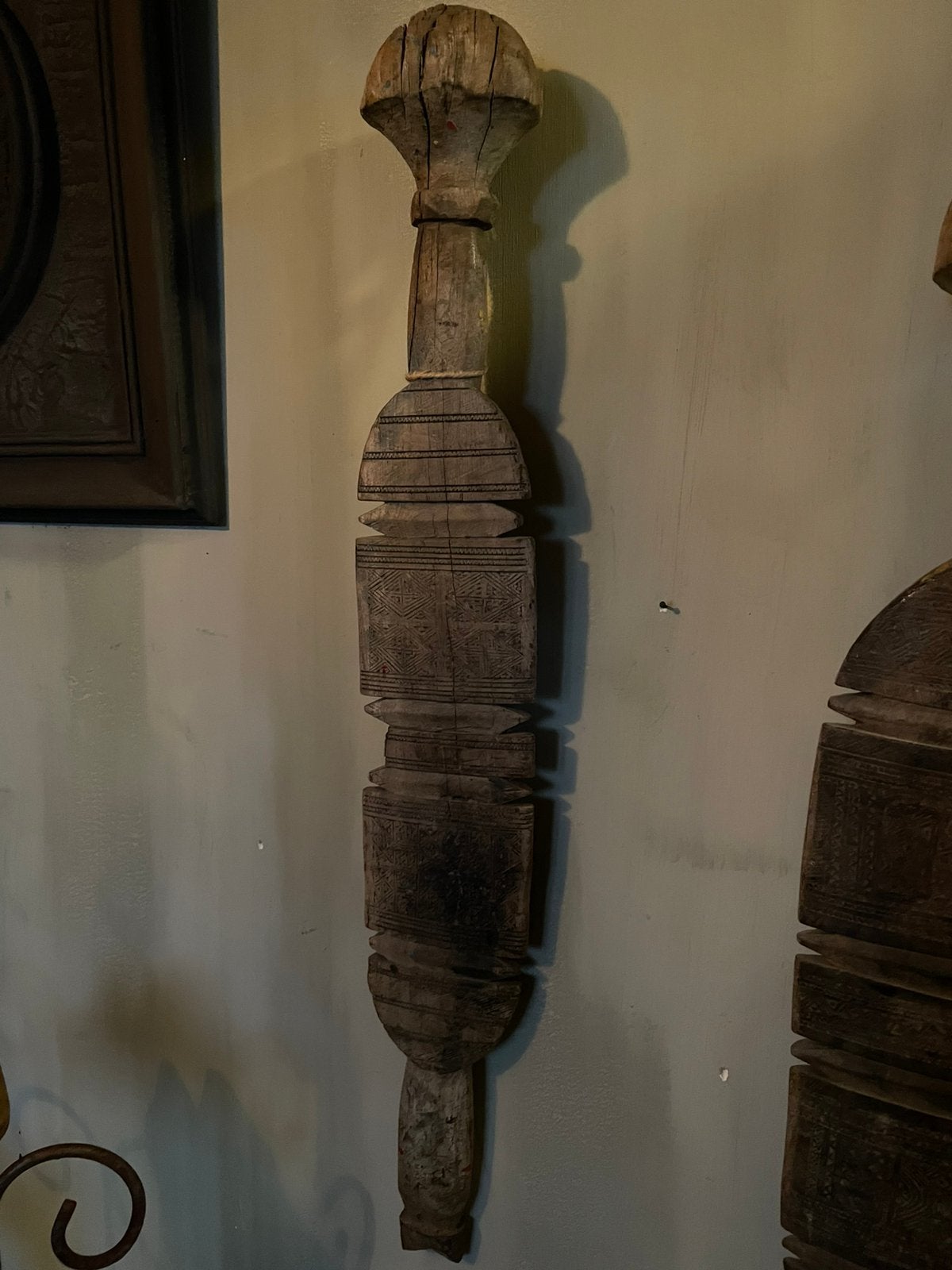 Piquet Touareg/ houten tentstok, Antiek en Kunst, Ophalen of Verzenden, Gesneden