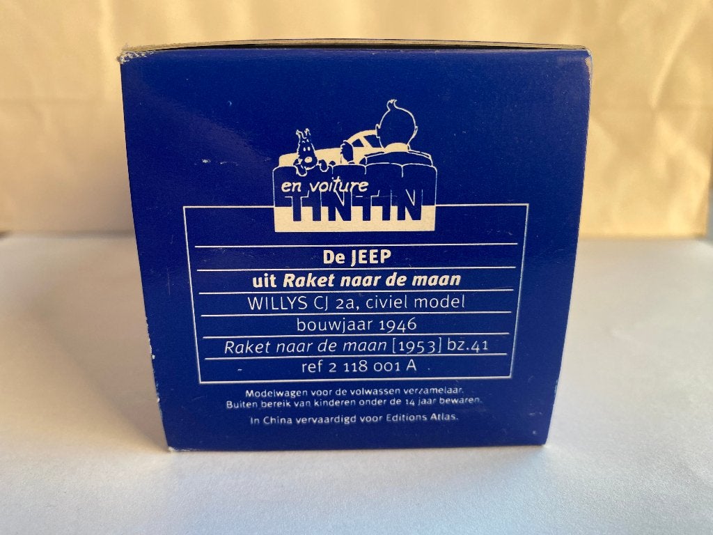 Tintin Willys Jeep Rocket to the Moon 1:43 — Editions Atlas, Collections, Enlèvement ou Envoi, Tintin, Comme neuf, Statue ou Figurine