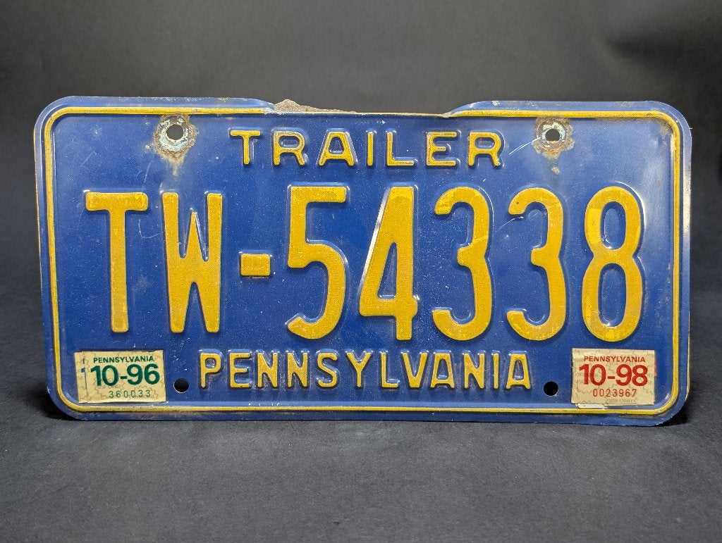 Pennsylvania Lisence Plate 1996 (USA), Bleu, Métal, Objet de décoration, Vintage