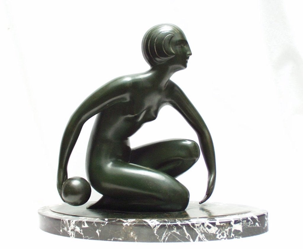 Statue Art Déco en bronze - Sybille May., Vert, Statue, Enlèvement ou Envoi, Art deco