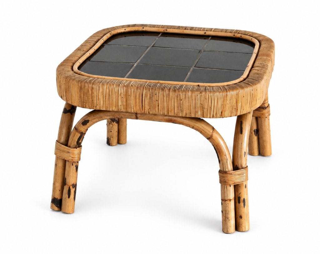Vintage Mid-century vintage rotan bijzettafel, Ophalen