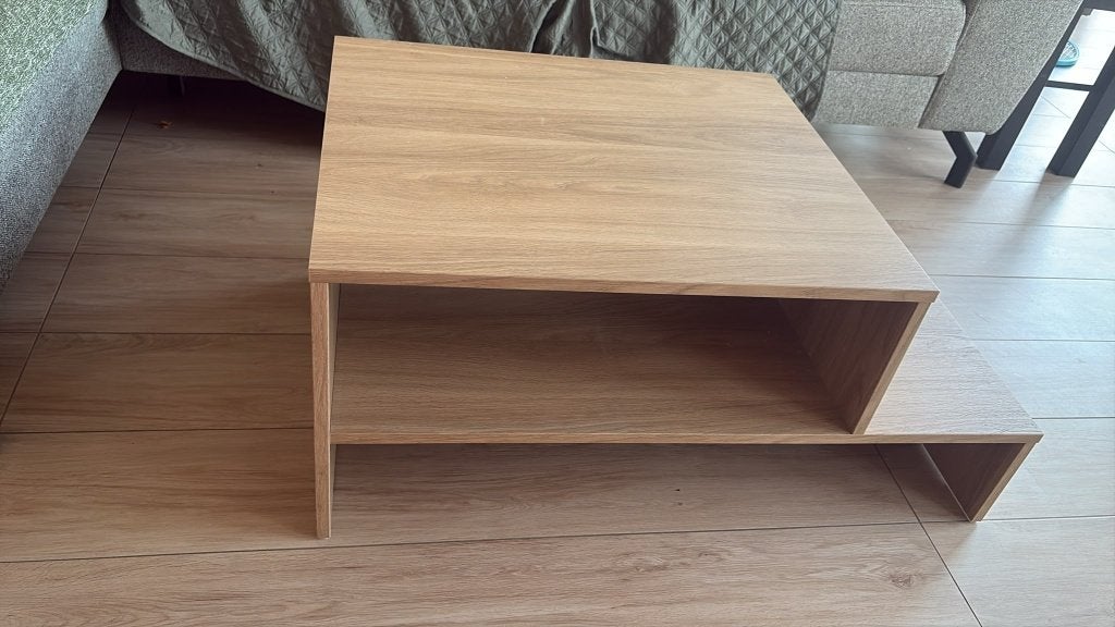 Table basse HOLMERUD, motif chêne, 90x55 cm, Maison & Meubles, Enlèvement, Utilisé, Rectangulaire, Autres essences de bois
