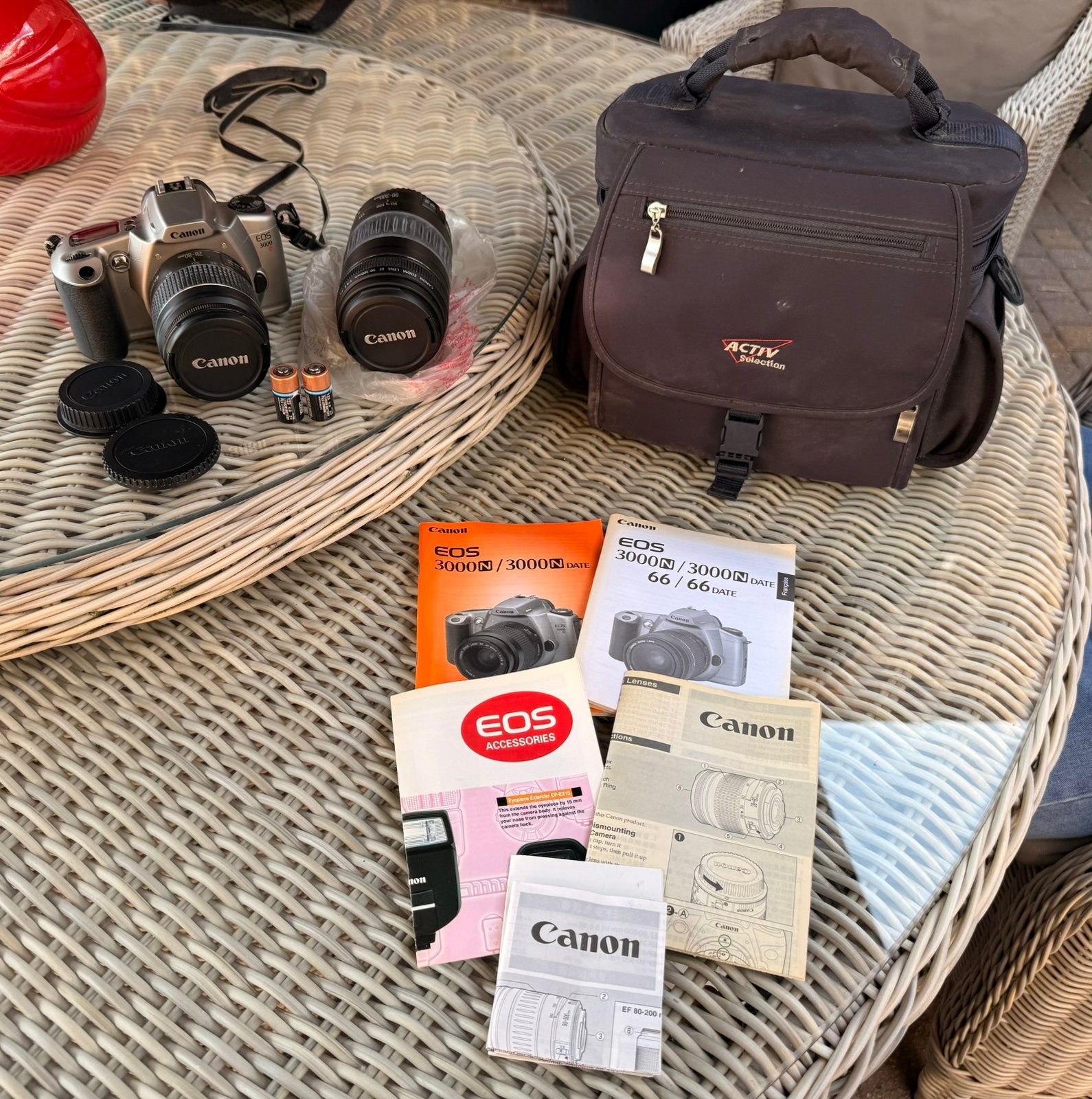 Canon EOS 3000N – complete set, Audio, Tv en Foto, Ophalen, Spiegelreflex, Canon, Lensdop
