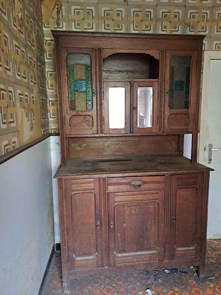 Kast met loodglas, Antiek en Kunst, Antiek | Meubels | Kasten, Ophalen