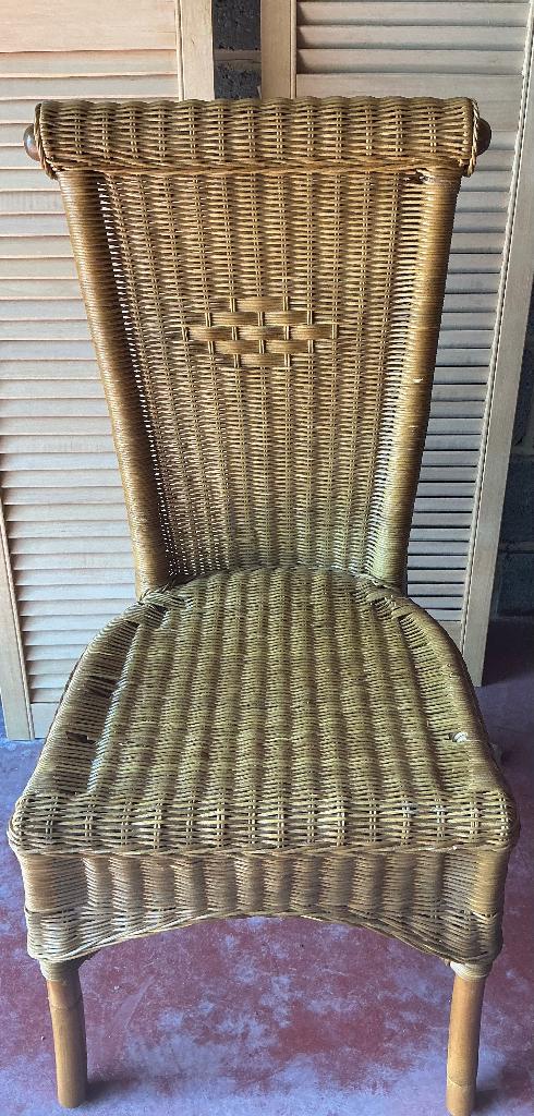 Twee rieten stoelen met kussen set 20€, Ophalen, Gebruikt, Twee, Bruin