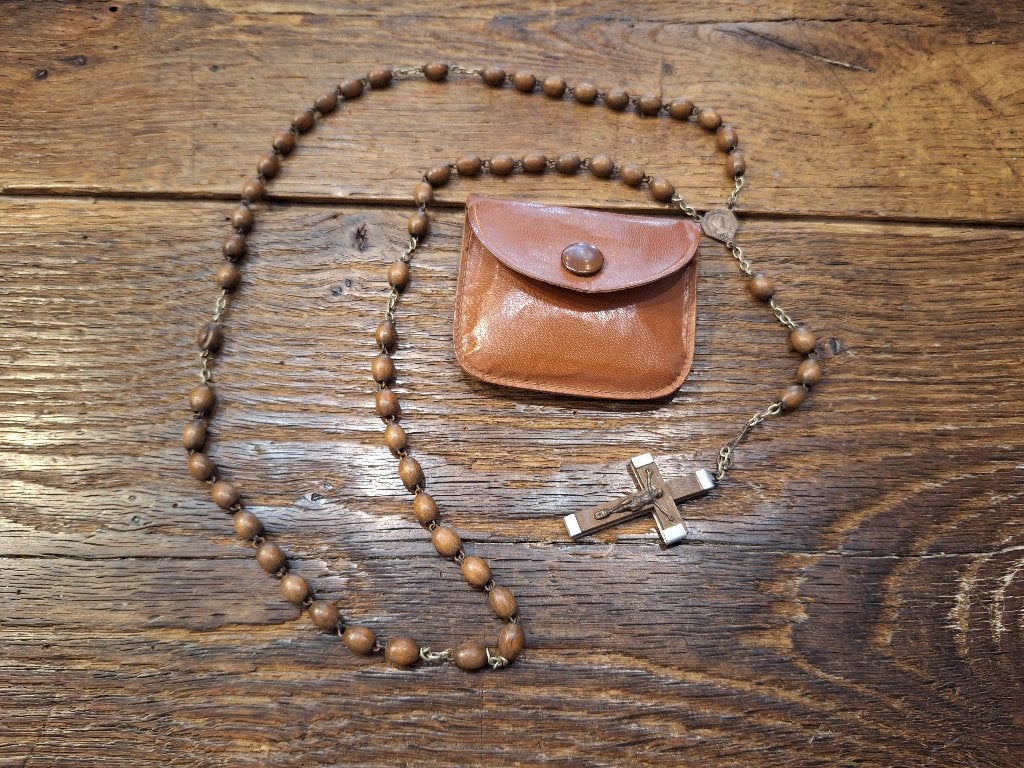 oude bruine houten paternoster, begin 1900, Antiek en Kunst, Ophalen of Verzenden