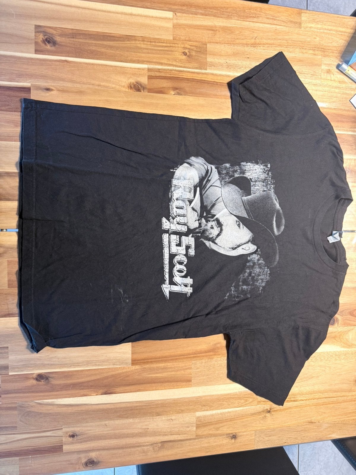 Vintage zwart t-shirt met cowboy opdruk – korte mouw, Kleding | Dames, T-shirts, Maat 38/40 (M), Zwart, Ophalen of Verzenden, Zo goed als nieuw
