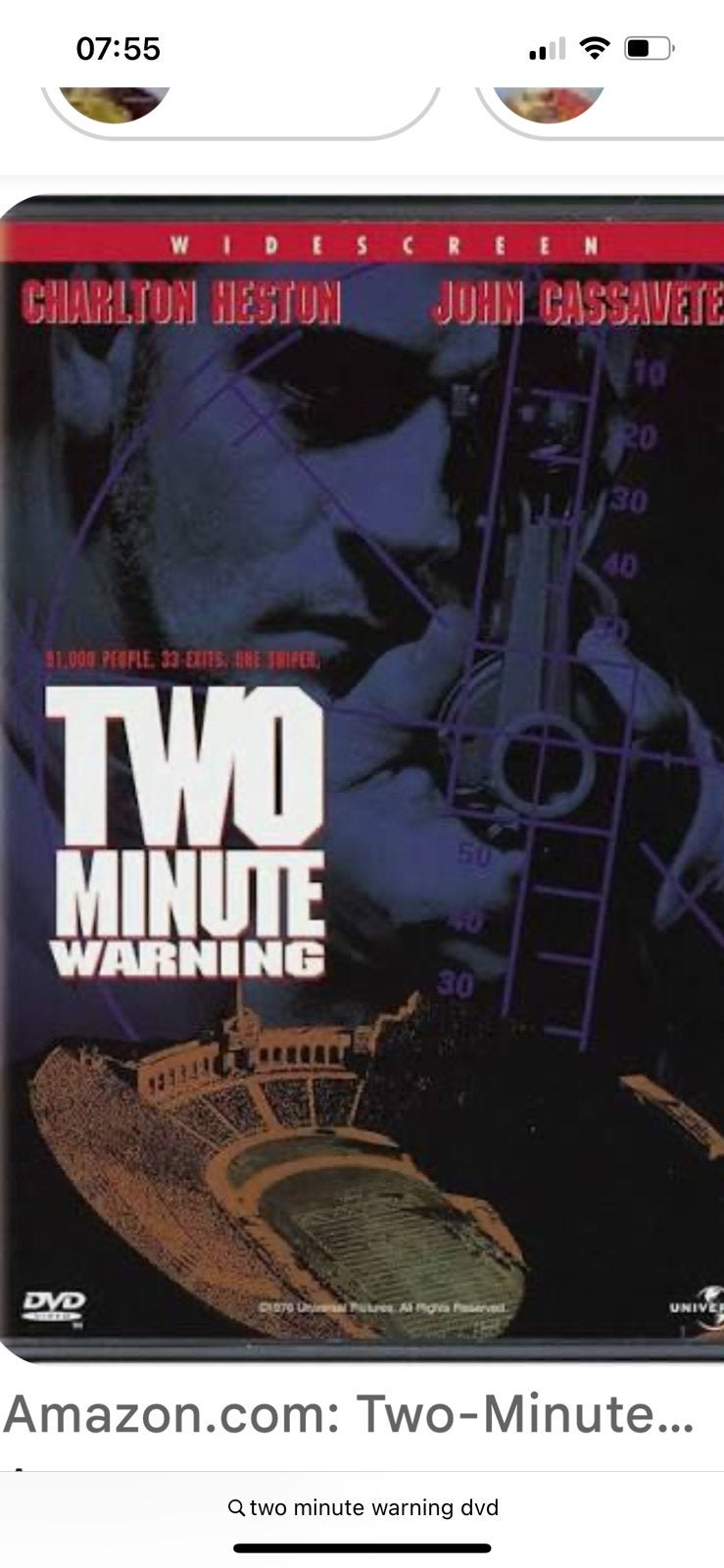 gezocht : two minute warning op dvd of blu ray, Ophalen of Verzenden, Zo goed als nieuw, Overige genres