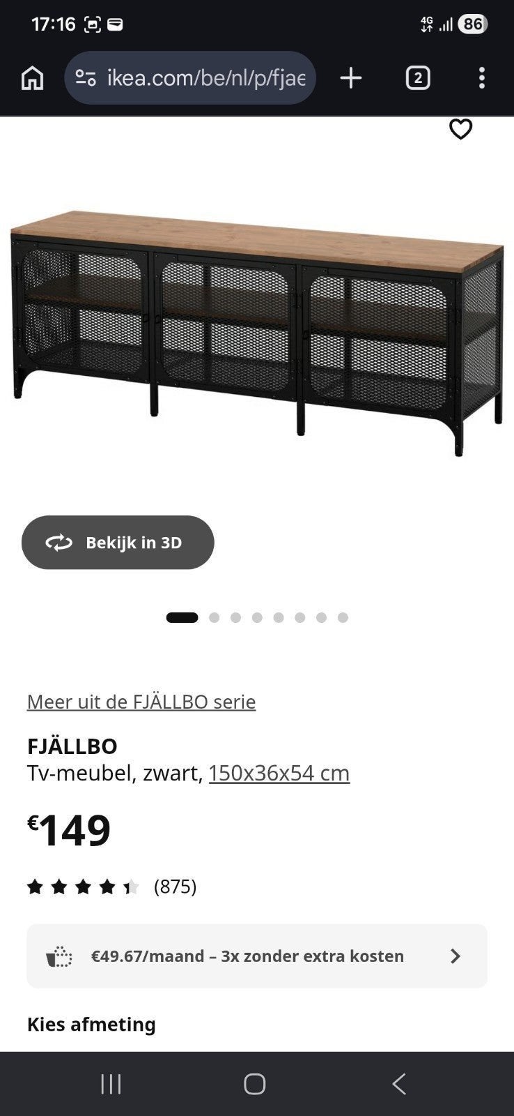 Fjällbo tv kast splinternieuw met kasticket, Ophalen