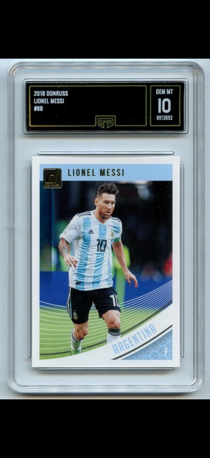 Lionel Messi 2018 Panini Donruss #88 – GMA 10 Gem Mint, Enlèvement ou Envoi, Comme neuf