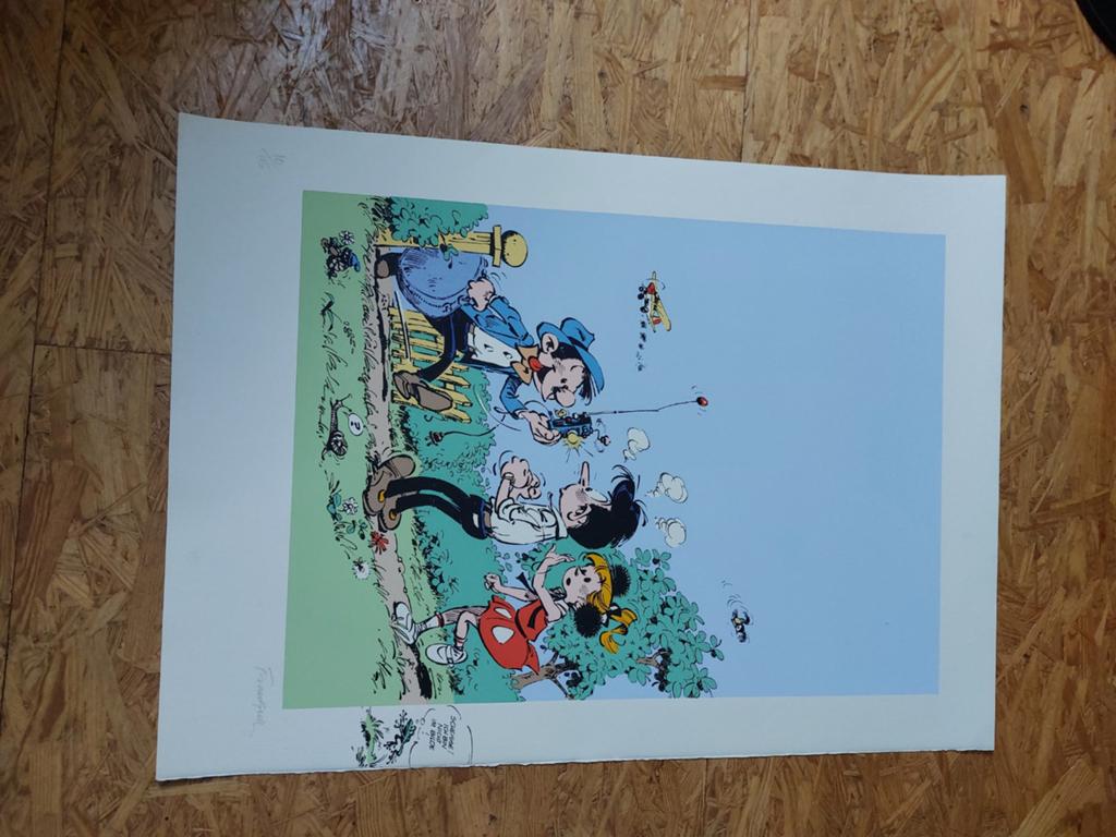 Serigraphie Franquin, Modeste et Pompon, num et signée, Collections, Enlèvement ou Envoi