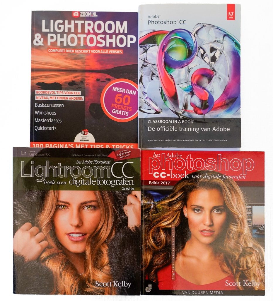 4 boeken over Photoshop + Lightroom van Scott Kelby en Adobe, Livres, Photographie et Cinéma, Enlèvement ou Envoi, Diverse auteurs
