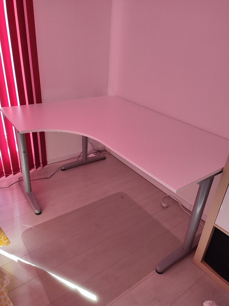Bureau, Maison & Meubles, Bureaux, Utilisé, Réglable en hauteur, Blanc, Enlèvement