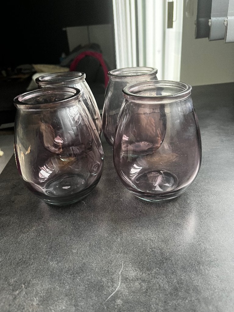 Lot 4 bougeoirs, 12 cm, IKEA, Comme neuf, Verre