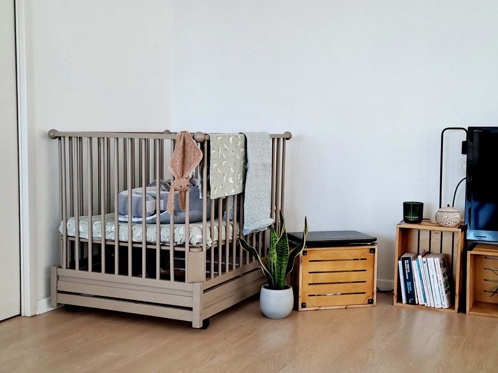 Babypark met parkomranding (en eventueel muziekmobiel), Ophalen