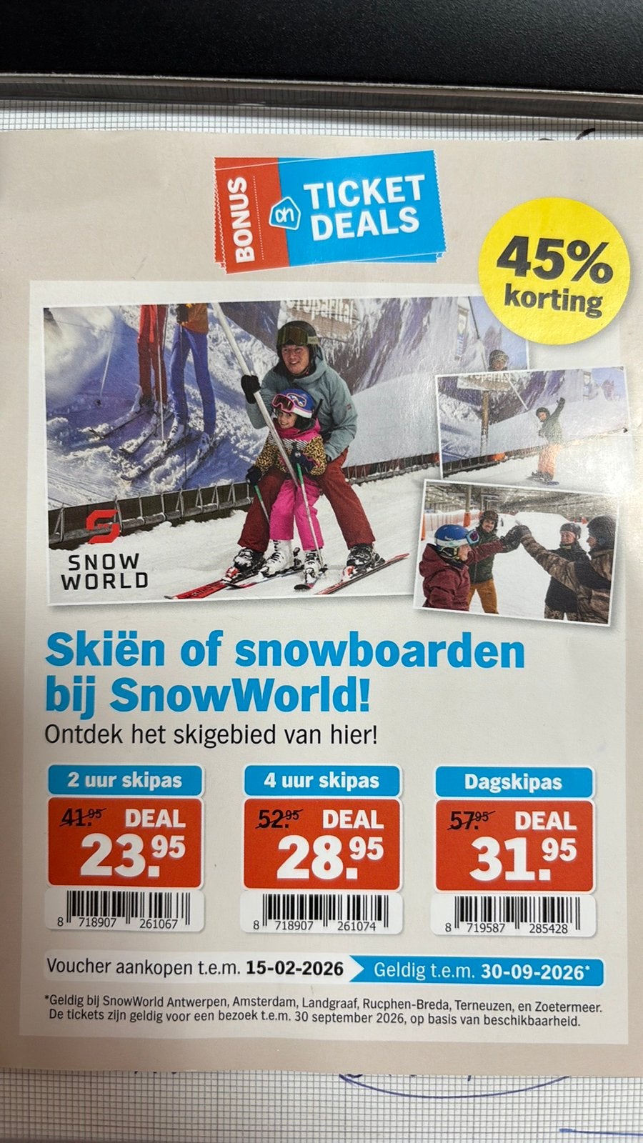 Tickets Snowworld, Tickets & Billets