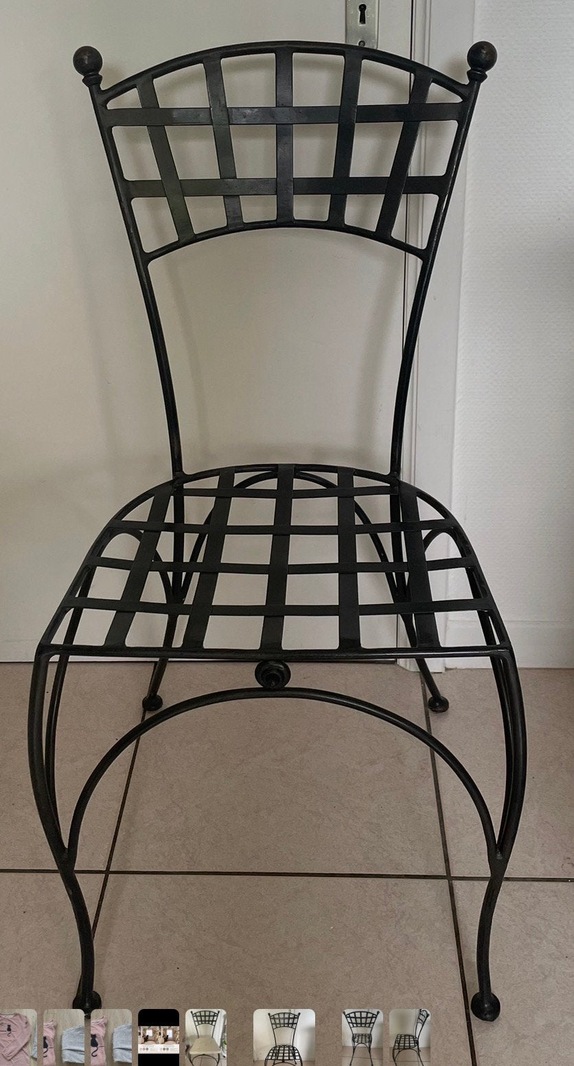 Lot 4 chaises fer forgé, Enlèvement, Comme neuf, Noir