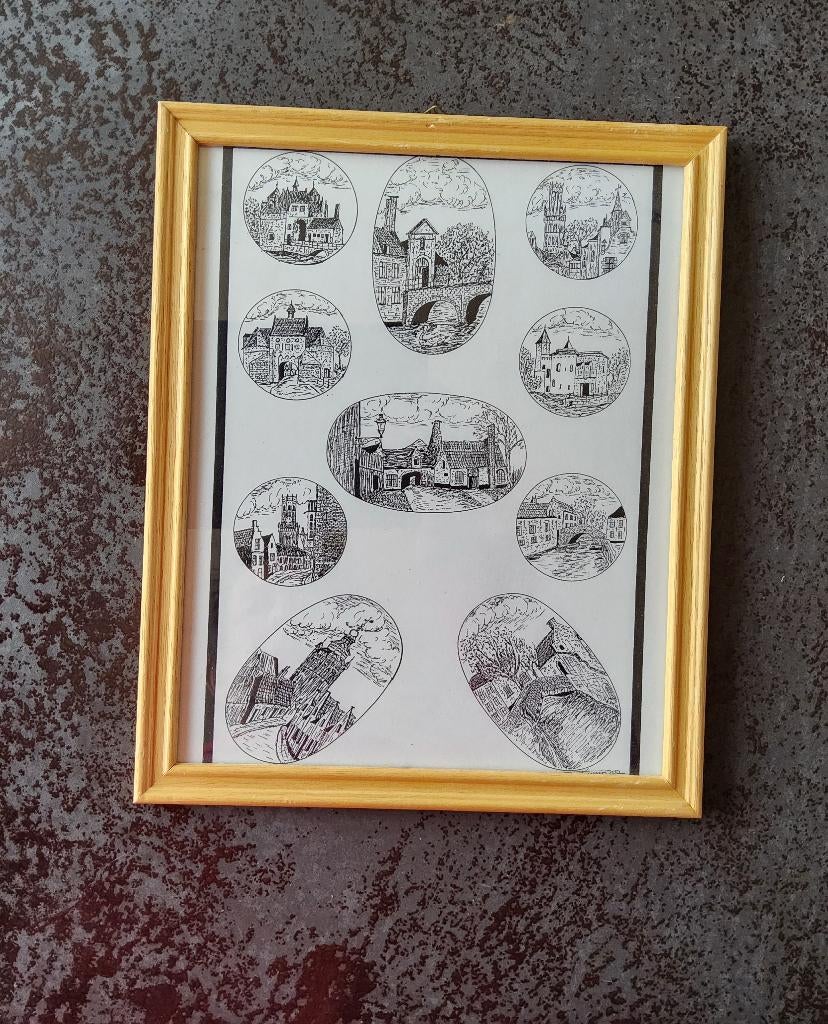 Tekening mooiste hoekjes van Brugge, Ophalen of Verzenden