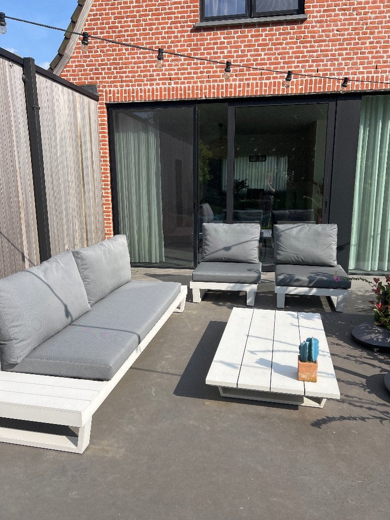 Loungeset tuin bristol, Jardin & Terrasse, Ensembles de jardin, Comme neuf, Sets de jardin, Aluminium, 4 places, Banque, Table d'appoint