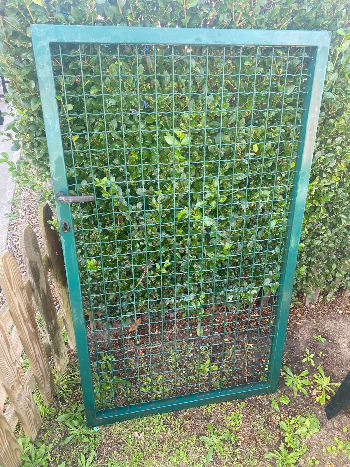 Groen metalen tuinpoortje / tuinhek – ca. 145 cm x 86 cm, Tuin en Terras, Ophalen, Gebruikt