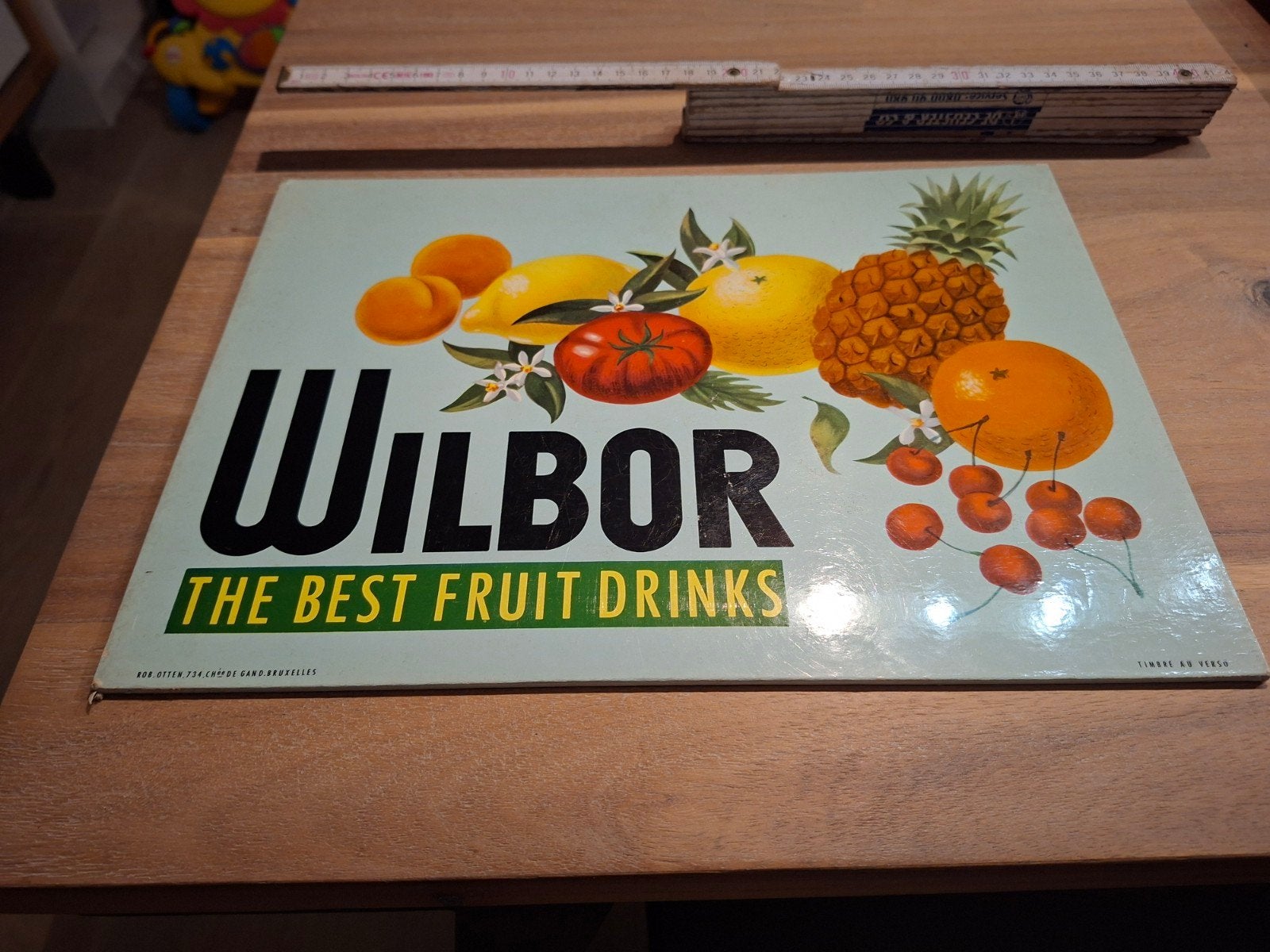 WILBOR the best fruit drinks (rob otten 1960), Ophalen of Verzenden, Zo goed als nieuw, Reclamebord